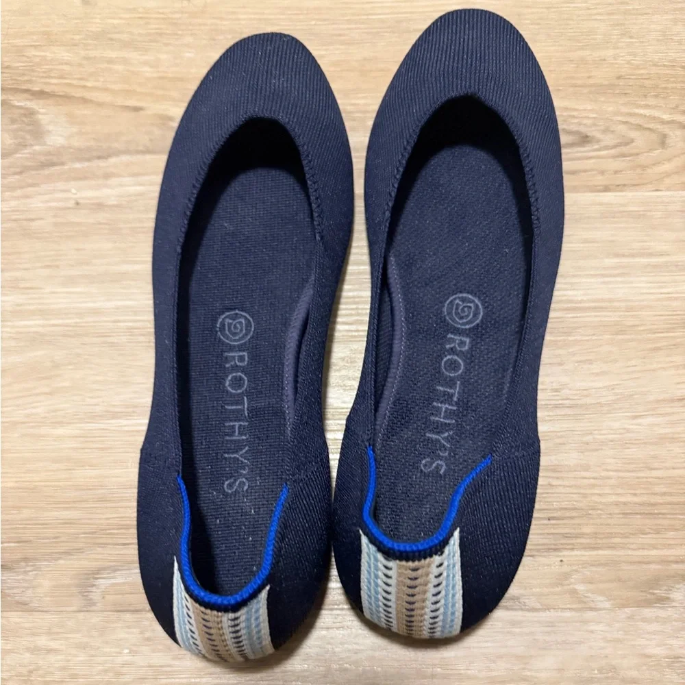 🆕 Rothy's Navy Striped Flats Sz 8.5 - Picture 9 of 10